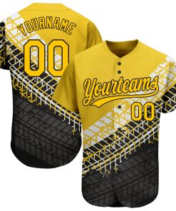 Custom Gold Gold-Black 3D Pattern Design Authentic Jersey