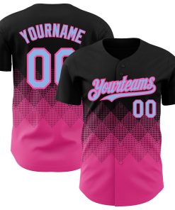 Custom Black Light Blue-Pink 3D Pattern Design Gradient Square Shapes Authentic Jersey