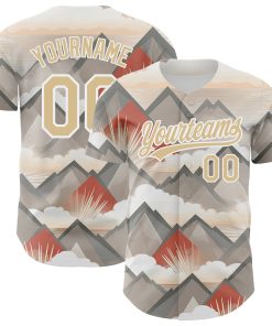 Custom Vegas Gold White 3D Pattern Design Sun Rays Through Mountain Tops Authentic Jersey
