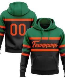 Custom Stitched Black Orange-Kelly Green Line Sports Pullover Sweatshirt Hoodie