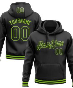 Custom Stitched Black Neon Green Sports Pullover Sweatshirt Hoodie