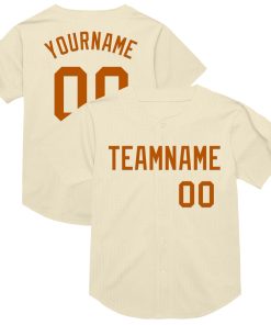 Custom Cream Texas Orange Mesh Authentic Throwback Jersey