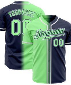 Custom Navy Pea Green-White Authentic Gradient Fashion Jersey