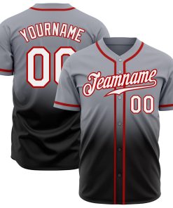 Custom Gray White Black-Red Authentic Fade Fashion Jersey