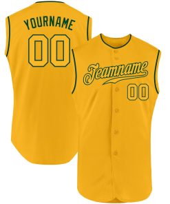 Custom Gold Gold-Green Authentic Sleeveless Jersey