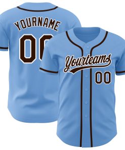 Custom Light Blue Brown-White Authentic Jersey