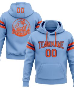 Custom Stitched Light Blue Orange-Royal Football Pullover Sweatshirt Hoodie