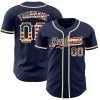 Custom Navy Vintage USA Flag-Cream Authentic Jersey