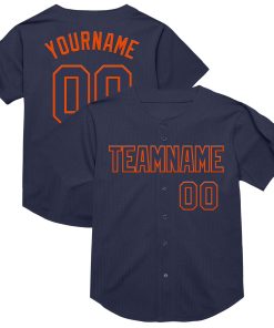 Custom Navy Orange Mesh Authentic Throwback Jersey