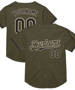 Custom Olive Black-Cream Mesh Authentic Throwback Salute To Service Jersey