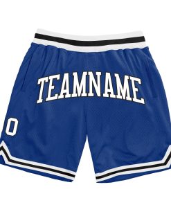 Custom Royal White-Black Authentic Throwback Basketball Shorts