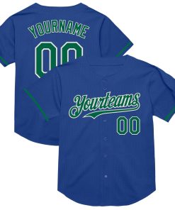 Custom Royal Kelly Green-White Mesh Authentic Throwback Jersey