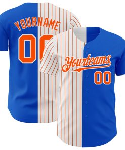 Custom Thunder Blue White-Orange Pinstripe Authentic Split Fashion Jersey