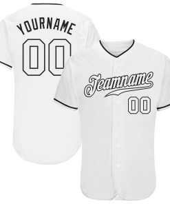 Custom White White-Black Authentic Jersey
