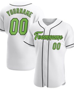Custom White Neon Green-Black Authentic Jersey
