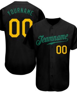 Custom Black Gold-Kelly Green Authentic Jersey