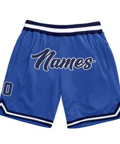 Custom Blue Navy-White Authentic Throwback Basketball Shorts