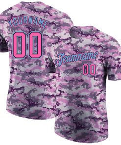 Custom Camo Pink-Light Blue Performance Salute To Service T-Shirt