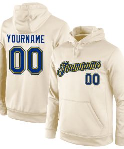 Custom Stitched Cream Royal-Gold Sports Pullover Sweatshirt Hoodie