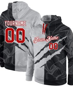 Custom Stitched Graffiti Pattern Red-White 3D Sports Pullover Sweatshirt Hoodie