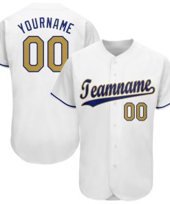 Custom White Old Gold-Royal Jersey