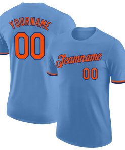 Custom Light Blue Orange-Royal Performance T-Shirt