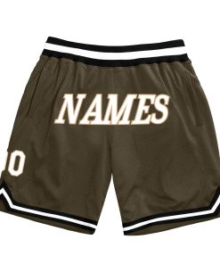 Custom Olive White-Black Authentic Throwback Salute To Service Basketball Shorts