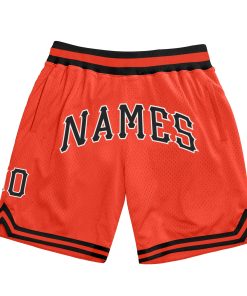 Custom Orange Black-White Authentic Throwback Basketball Shorts