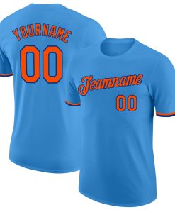 Custom Powder Blue Orange-Royal Performance T-Shirt