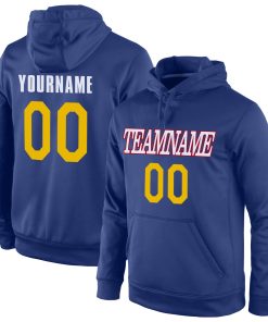 Custom Stitched Royal Gold-Red Sports Pullover Sweatshirt Hoodie