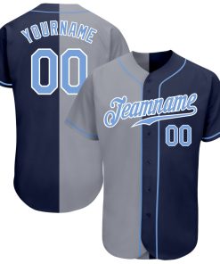 Custom Navy Light Blue-Gray Authentic Split Fashion Jersey