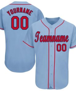 Custom Light Blue Red-Navy Jersey